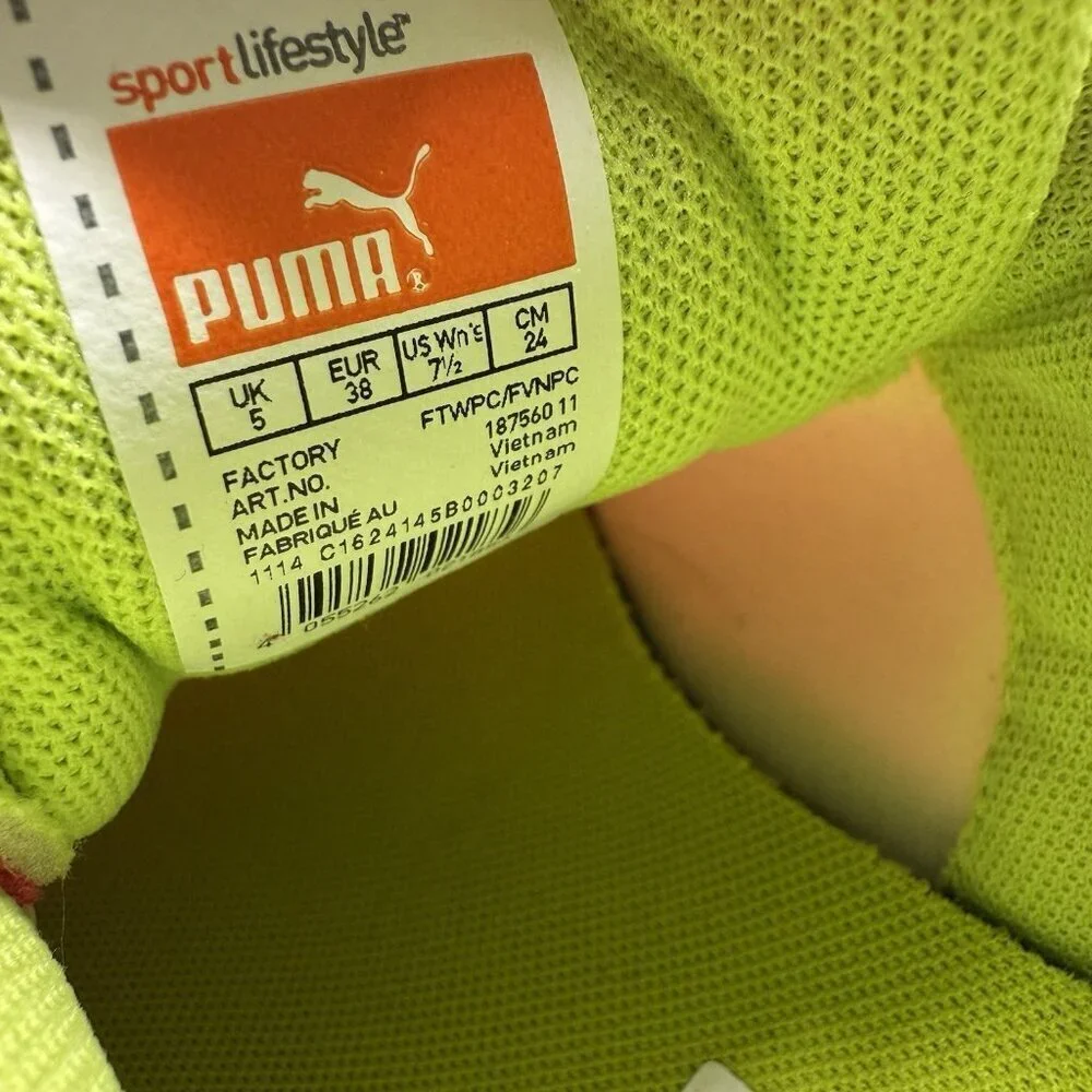 Puma Sequence Women’s Running Shoes Sz 7.5 Pink Chartreuse Lace Up Sneakers NWOB
